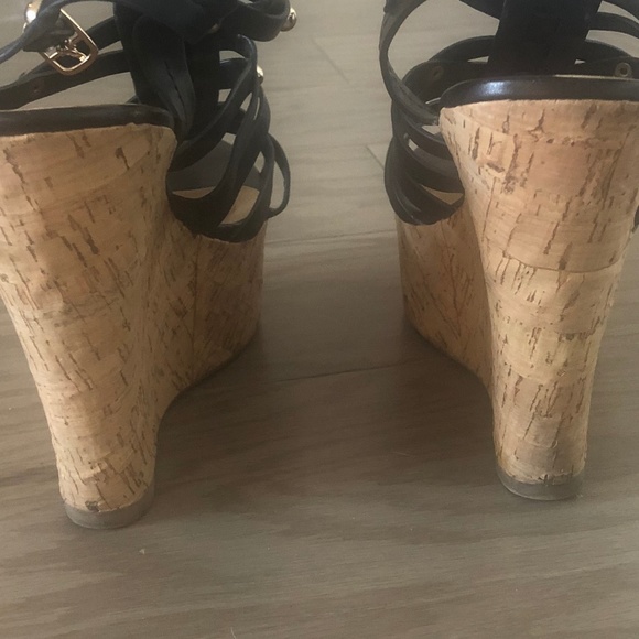 Black Gladiator Cork Wedge Sandal - Picture 4 of 6